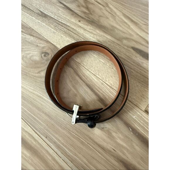 Ralph Lauren Women’s Crocodile Leather Black Belt Size M - Picture 7 of 8